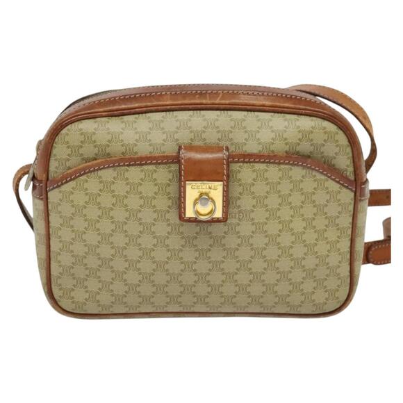 CELINE Macadam Canvas Shoulder Bag Pvc Beige Gold - Picture 2 of 13